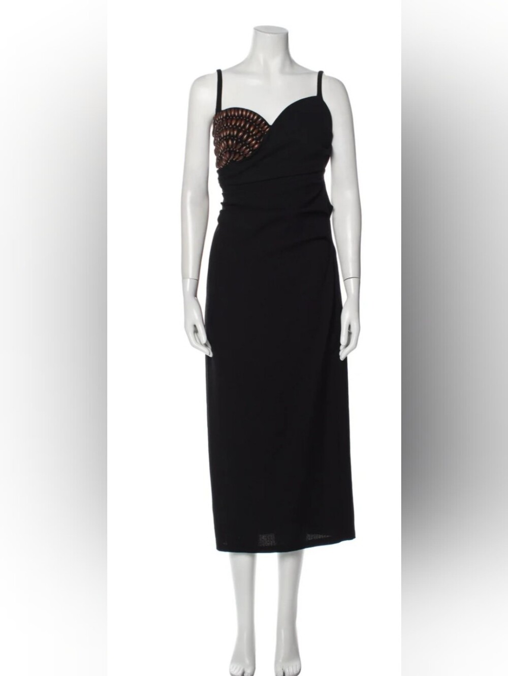 Nanushka Black Maxi Dress with Brown Embellished Bust